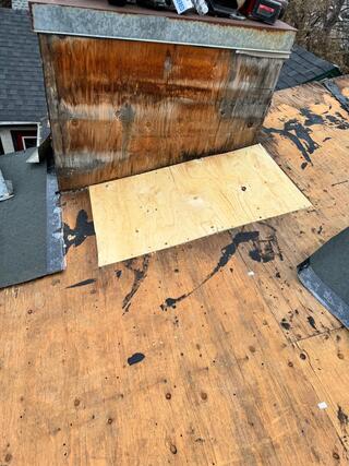 replacing water damaged roof deck caused chimney flashing failure